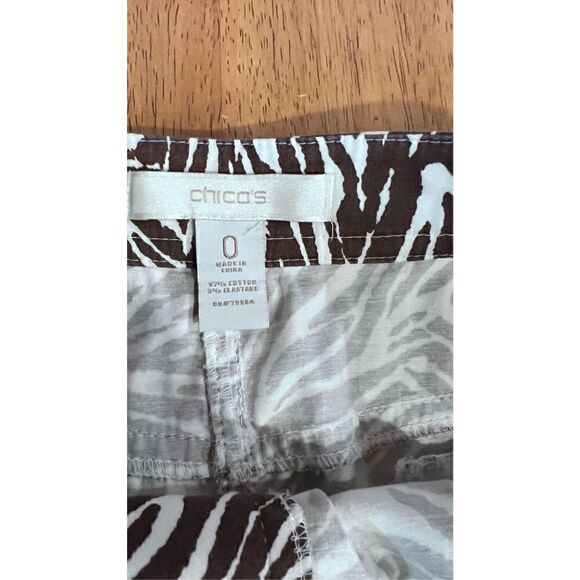 CHICOS BROWN ZEBRA PRINT SKIRT WOMENS SIZE 0 SIZE 29" - Picture 4 of 8
